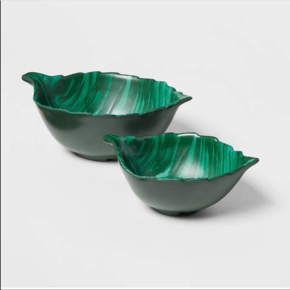 Opalhouse ~ 2pc Bamboo Melamine Leaf Nesting Bowl Set - Picture 2 of 9